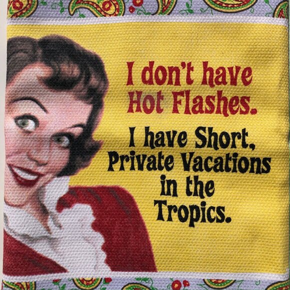 Fiddlers Elbow Kitchen Dish Towel Tea Towel funny Hot Flashes 100% cotton retro - Picture 2 of 8